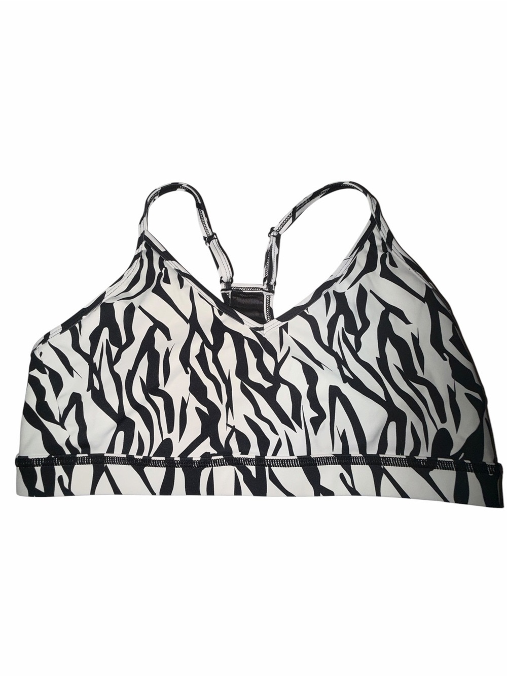 ZYIA Black & White Zebra-Print Racerback Sports Bra
